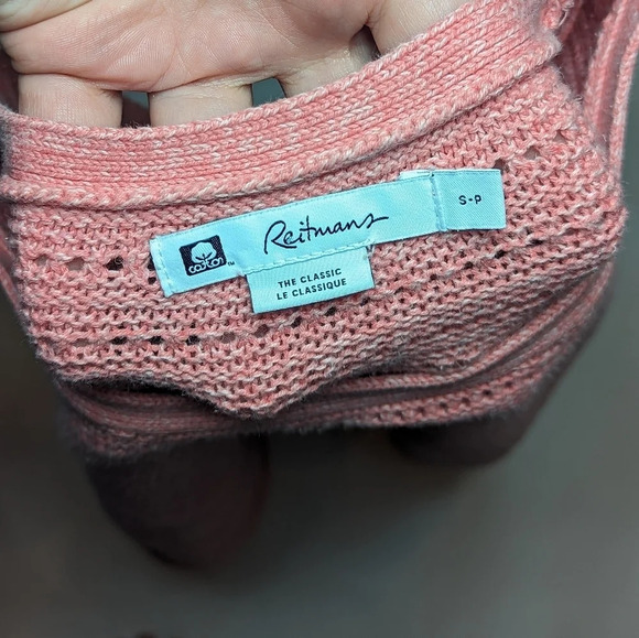 Reitmans The Classic 100% Cotton Coral Knit 3/4 Sleeve Sweater Top Woman  Small - Picture 7 of 9